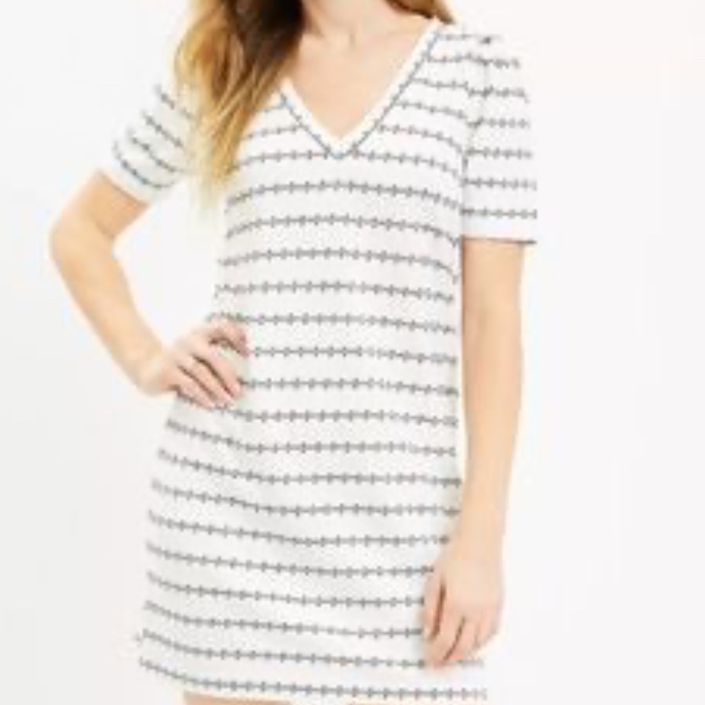 LOFT Women’s Textured Puff Sleeve Shift Dress